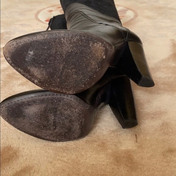 Costume National Black Leather Shearling Pull On High Heel Boots Made in Italy - Picture 11 of 13